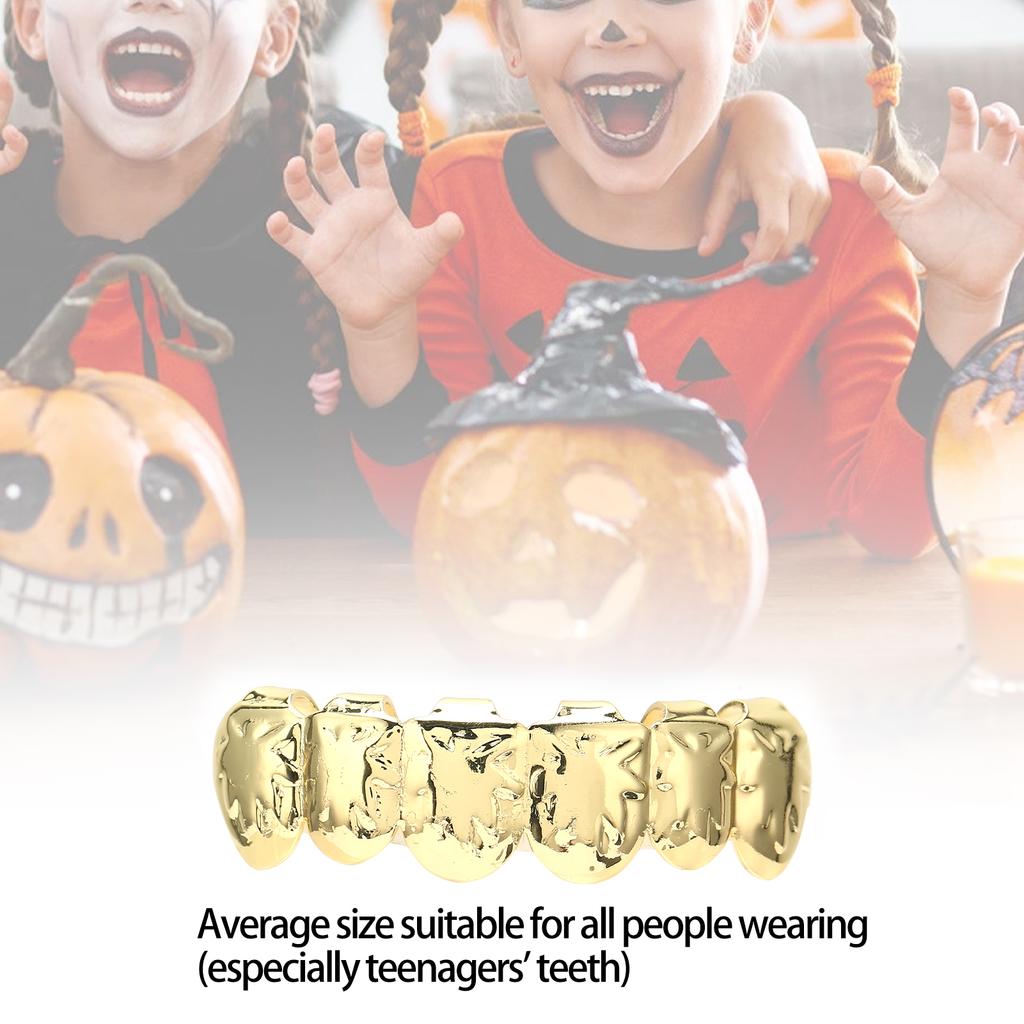 18K Plated Hip Hop Teeth Upper Teeth False Tooth Halloween Festival Tooth Decoration