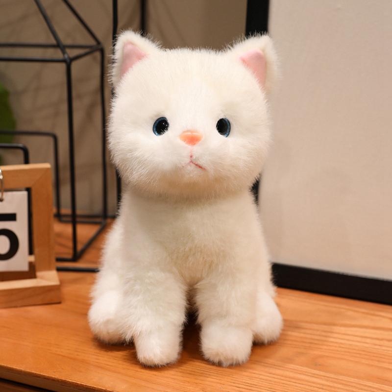New Simulation 3 Colours Cats Plush Toys Soft Stuffed Lying&Sitting Kitten Model Fake Cat Realist Animals Plush Doll for Gift