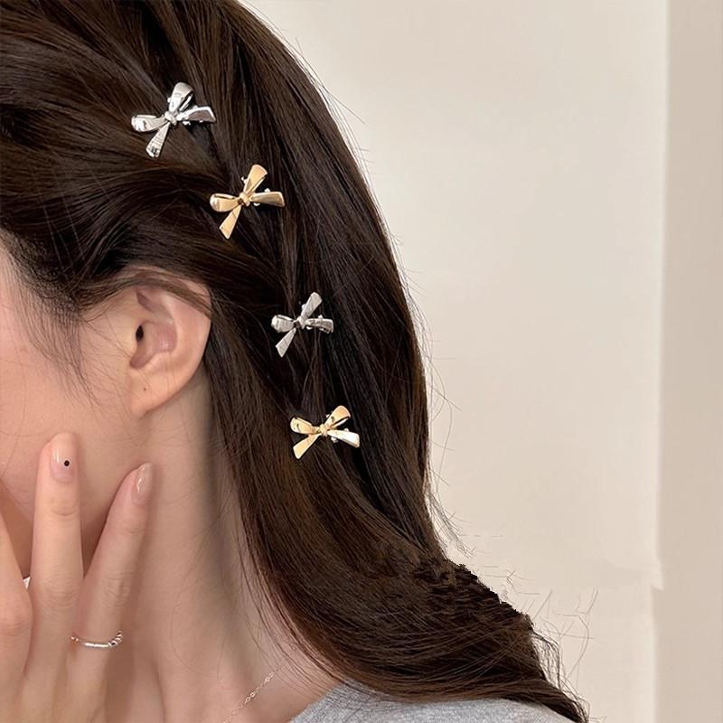 6 Pieces Of Women'S  Golden Bow Mini Hairpins, Sweet And Cool Girl Bangs Hairpins And Hair Accessories