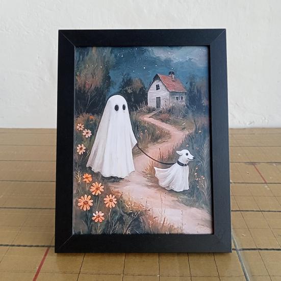 Framed Ghost Picture Ghost Wall Art Decoration Creepy Gothic Picture