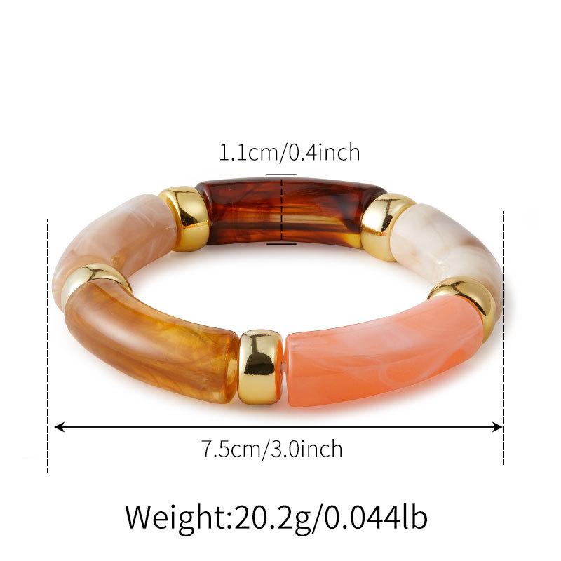 Mixed Color Bamboo Tube Acrylic Elastic Bracelets For Women Men  Resin Chunky Elbow Beaded Bangle Stack