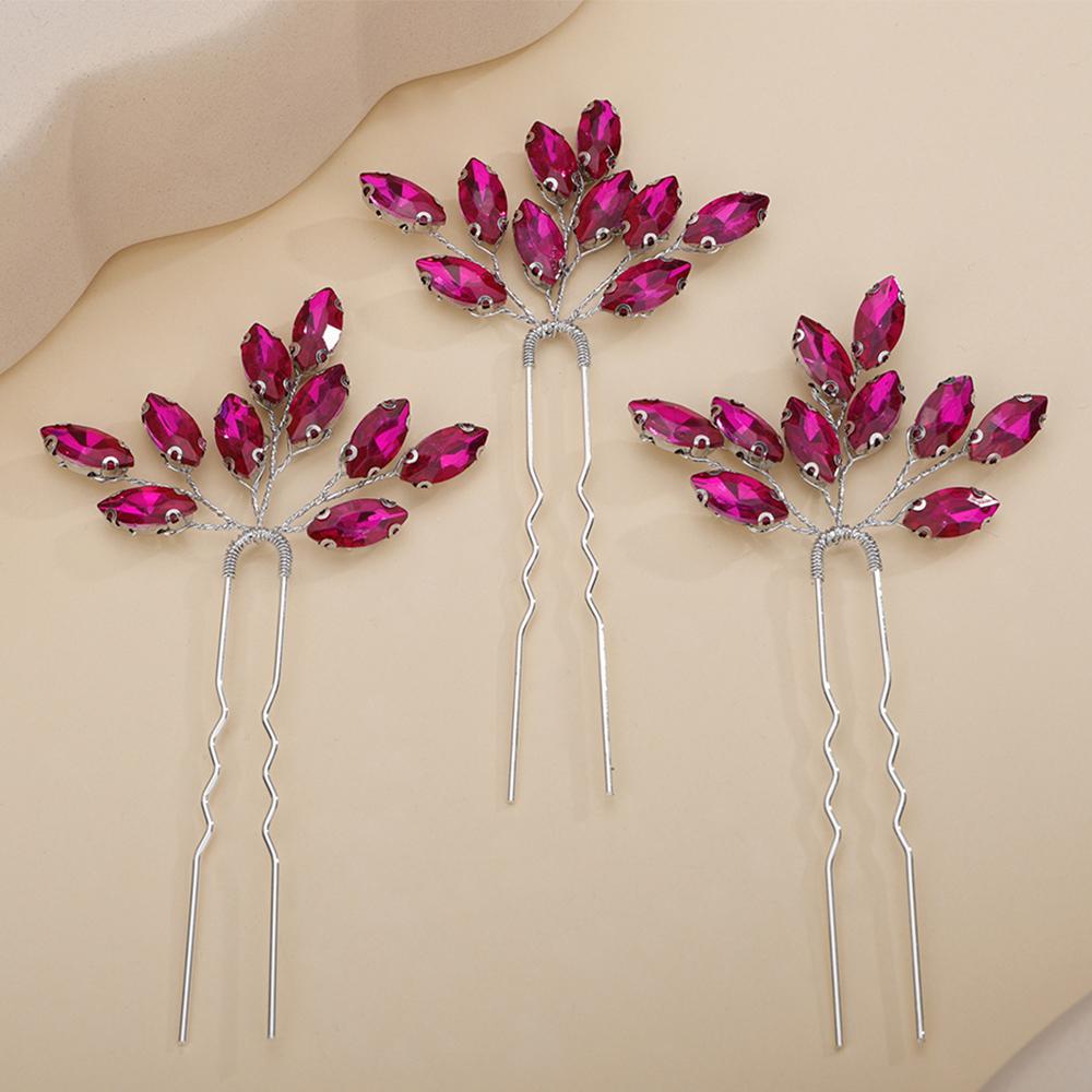 13Colors Fashion Rhinestone Bridal Hairpins 3PCS Headpiece for Wedding Hair Accessories Handmade Vintage Party Tiaras Headdress