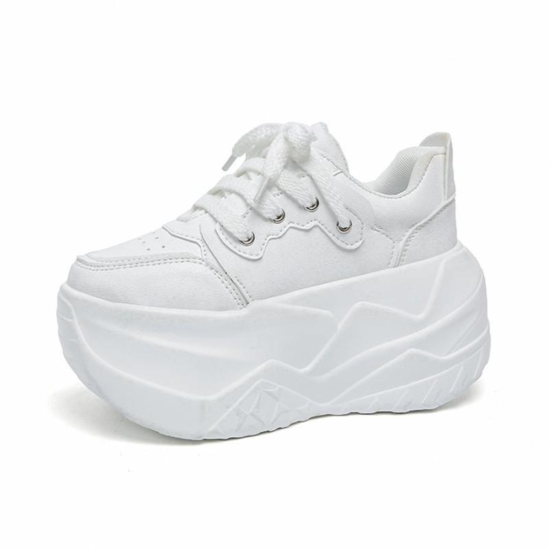 Zapatos de Mujer 10CM Aumentan la Altura Zapatos de Suela Gruesa Cuero de Alta Calidad Zapatos Casuales Antideslizantes Zapatos de Plataforma Zapatos De Mujer