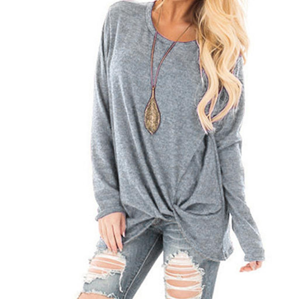 Women Fashion Loose Long Sleeve Casual T-Shirt Blouse Tops