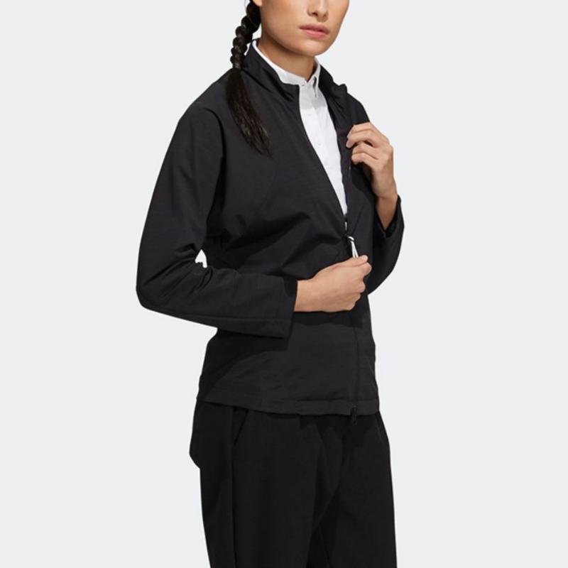 Adidas Solid Color Zipper Pocket Spliced Jacket Women Jackets Black HB3545