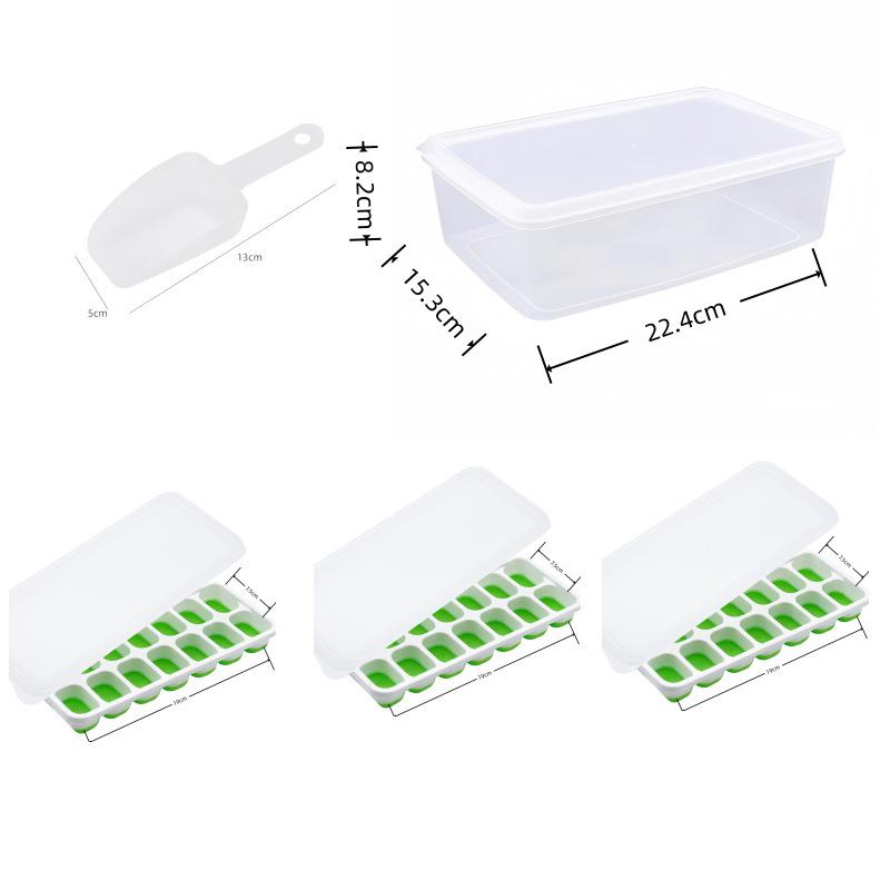 Cross-Border Ice Cube Tray - 14 Grids with Lid, Large Capacity Mold for Household Ice Storage