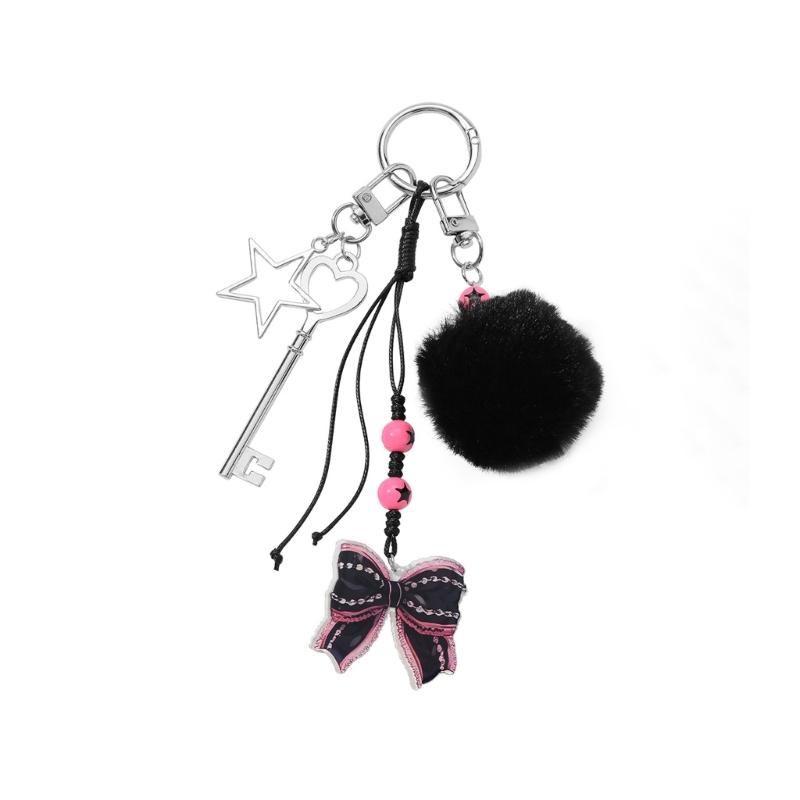

Braided Rope Keychain Bows Star Bag Pendant Charm Fashion Backpack Accessories for Handbag,Purse Decorations Gifts 1