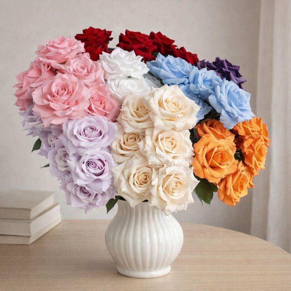 Silk Artificial Rose Flower 5 Heads Wedding Floral  for Wedding and Festival Decoration