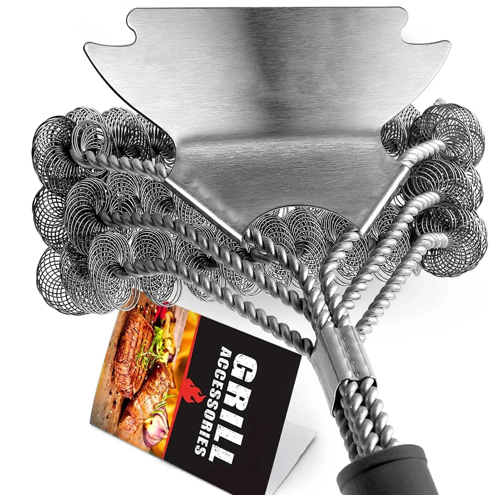 Grill Brush Clean Tool Grill Accessories Stainless Steel Bristles Non-stick BBQ Cleaning Brushes Barbecue Accessories