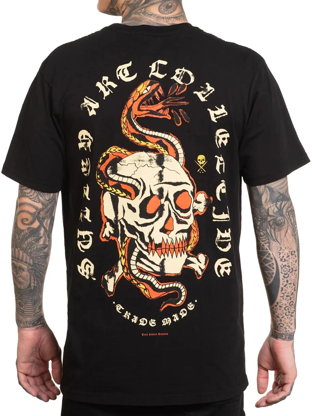 Sullen Men s Teen Hearts Serpent Short Sleeve Premium T-shirt Tattoo Skull Tee L