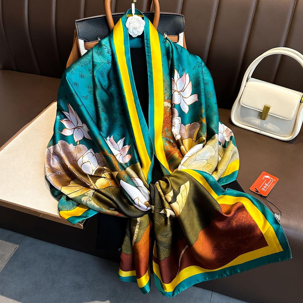 Luxury Brand Women Long Silk Scarves Shawl Lady Wrap Soft Female Europe Designer Beach Bandanna Foulard Muffler Pareo 180*90cm