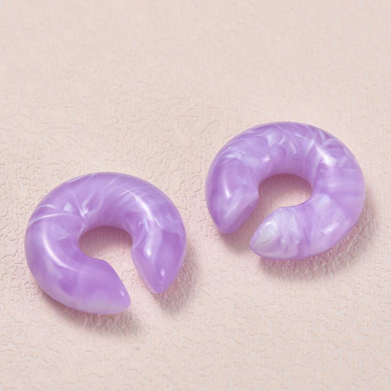 1 Pair Simple Smooth Circle Round Ear Clip On Earrings For Women C Shape Resin Without Piercing Fake Cartilage Ear Cuff Jewelry