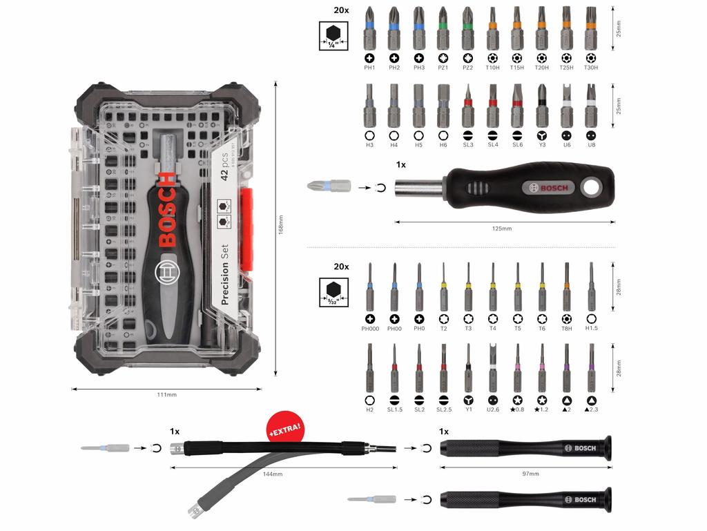 BOSCH Precision Screwdriver Bit Set with Flex Extension Holder 43-Piece