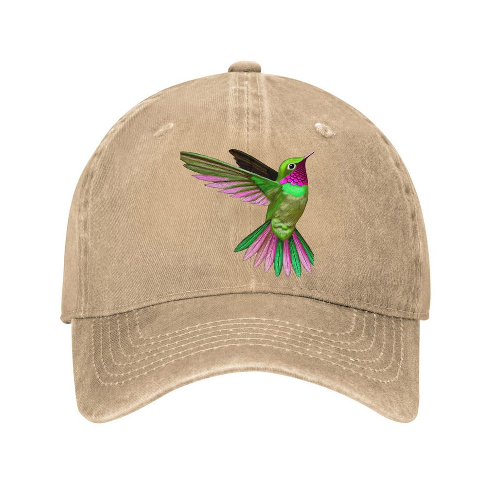 Hummingbird Print Baseball Cap Vibrant Adult Unisex Cotton Adjustable Casual Denim Style Cap