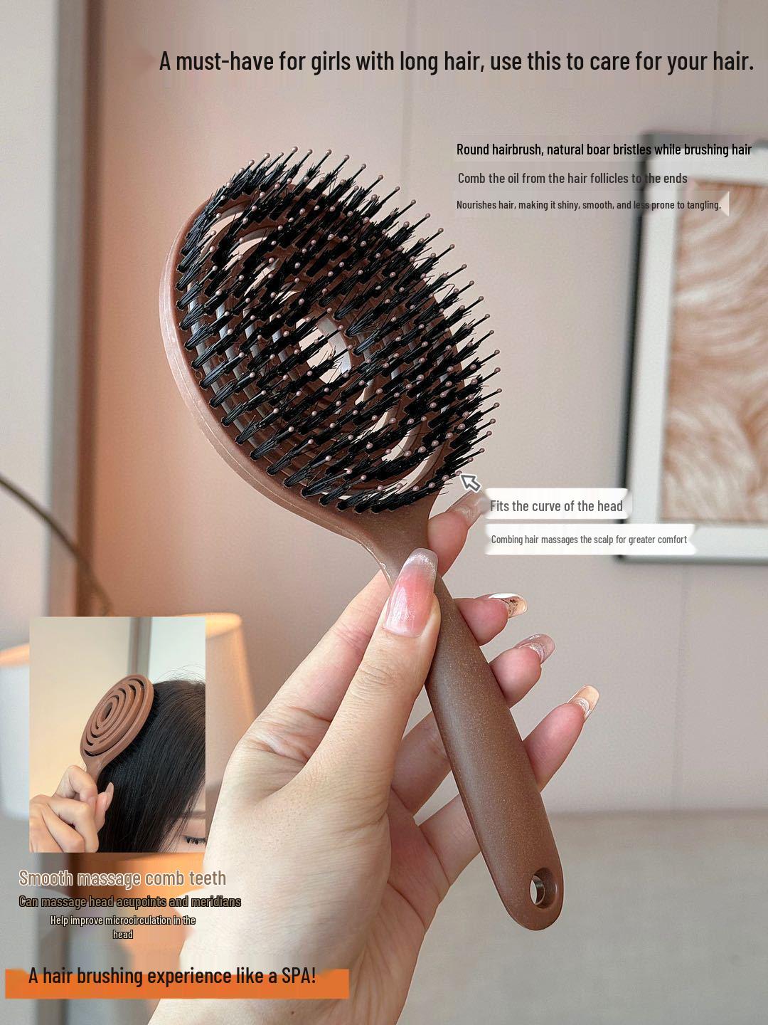 Hollow Bristle Lollipop Massage & Styling Comb - Fluffy, Smooth Hair Comb