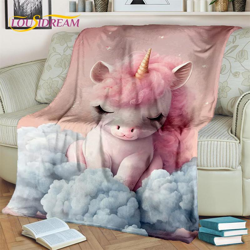 Cobertor de presente de aniversário de menina unicórnio fofo de desenho animado 3D, cobertor macio para casa, quarto, cama, sofá, piquenique, capa de viagem, cobertor para crianças