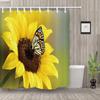 Rustic Sunflowers Shower Curtain Butterfly Country Floral Polyester Fabric Bathroom Decor Bath Curtains Accessories With Hooks