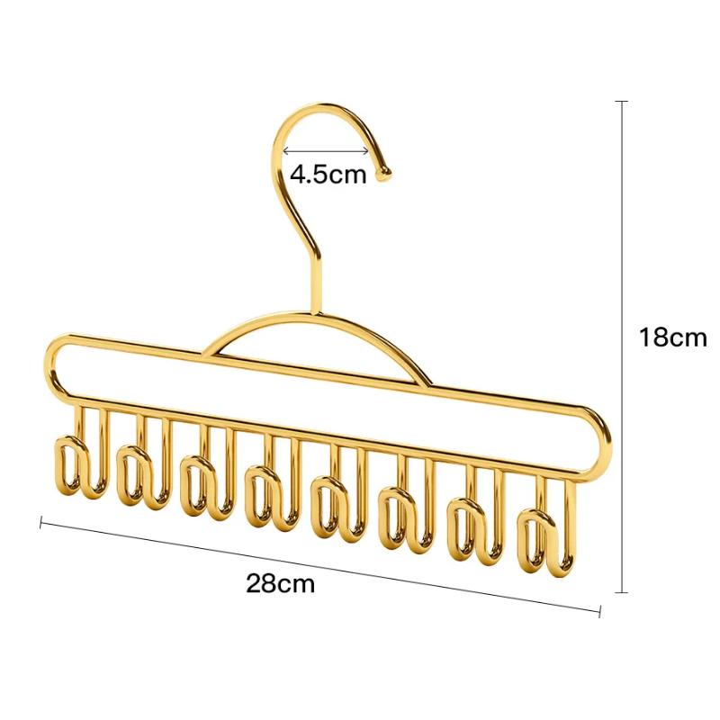Metal Belts Camisole Clothes Hanger 8 Hooks Tie Hats Organizer Rack NonSlip Space Saving Wardrobe Clothing Storage Holder