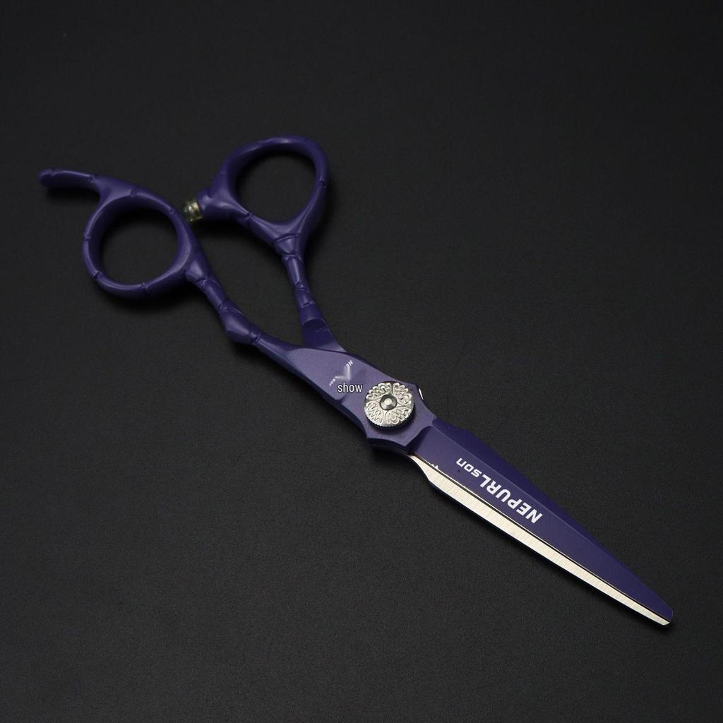 6" Naipusen Violet Crocodile Grain Hairdressing Scissors - Straight & Serrated