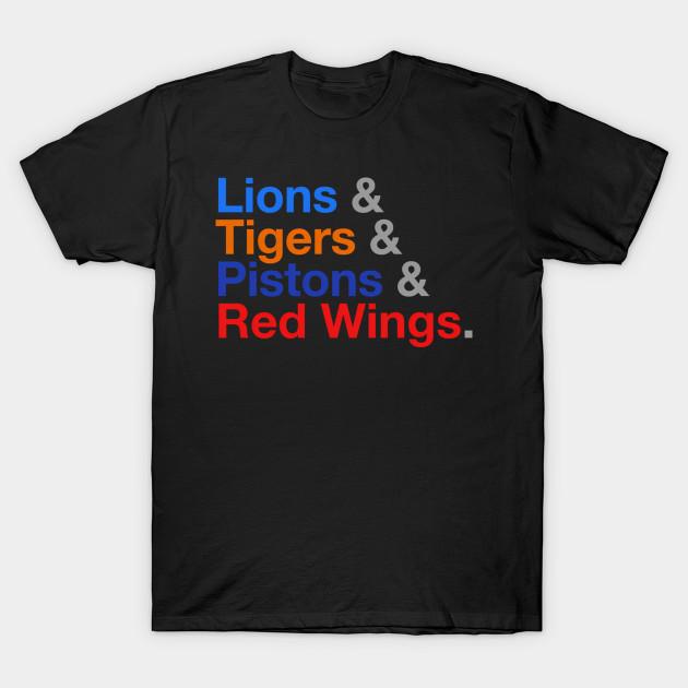 

Men Black Print T-shirt Detroit Sports - Lions, Tigers, Pistons &Amp; Red Wings No-Cut Transfer Paper Print Cotton Tshirt 2XL чорний
