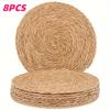6/8PCS Handmade Natural Woven Round Placemat Set Durable Heat Resistant 30cm Table Mats for Dining Room Party Wedding Home Decor