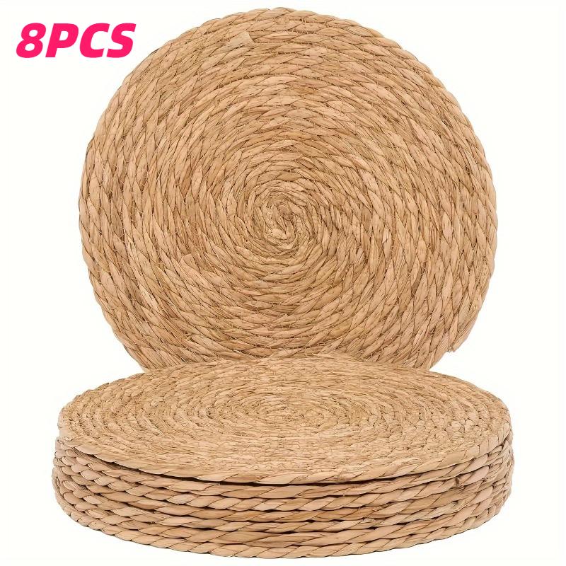 6/8PCS Handmade Natural Woven Round Placemat Set Durable Heat Resistant 30cm Table Mats for Dining Room Party Wedding Home Decor