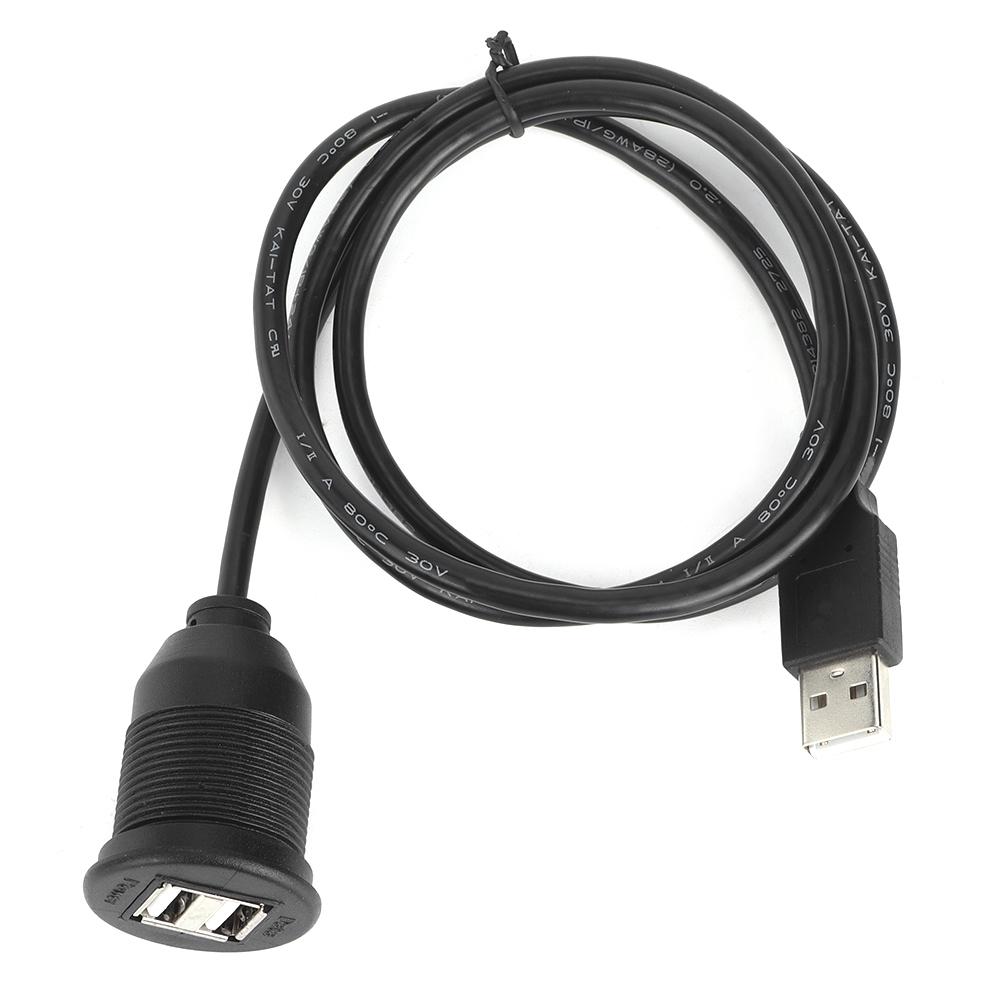 USB2.0 1 Male to 2 Female Data Cable Waterproof Dashboard Adapter Line for Car Motorcycle
