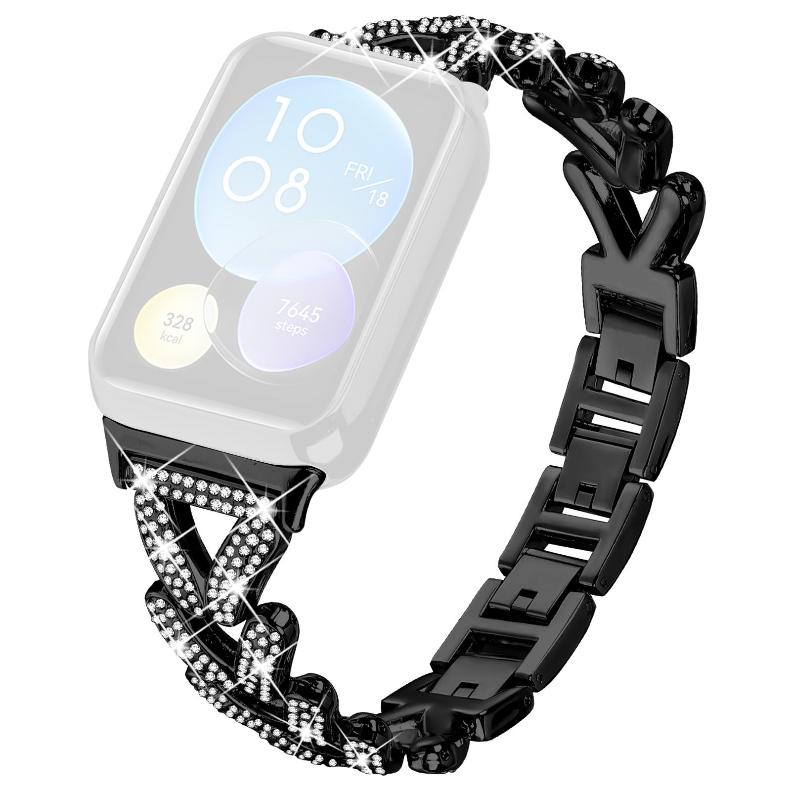 

Браслет для часов из цинкового сплава, плетеный, с украшением из страз, для Xiaomi Smart Band 8 Pro Black