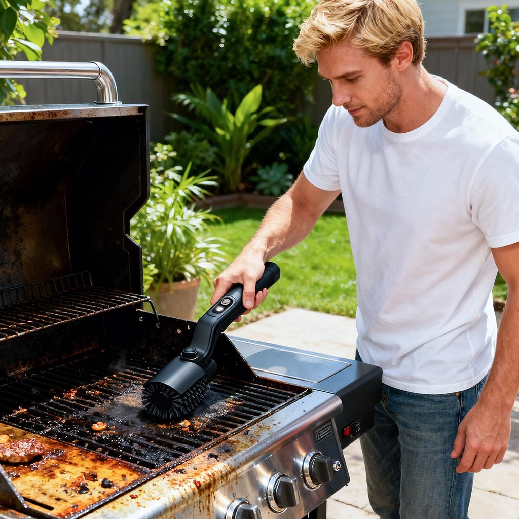 Elektrische rotierende Grillbürste, Kabellose Lade-Grillreinigungsbürste, Verstellbarer Winkel, Borstenlos.
