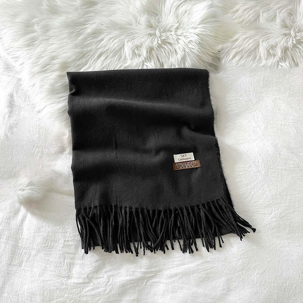 Polyester Classic Wool Scarf Soft Long Neckscarf with Tassel Large Solid Color Shawl  Men