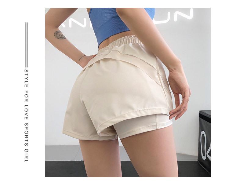 Women's Quick-Dry High-Waist Running Shorts, Anti-Exposure, Two-Piece Design.