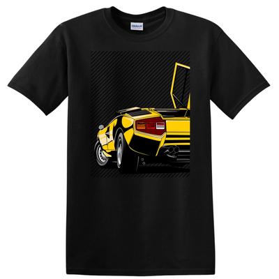 Klassisches Sportwagen Grafik T-Shirt Retro Muscle Car Kunst T-Shirt Gelbes Design