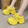 Fashion 9CM Women's Thick Bottom Slip-On Slippers Air Mesh Synthetic Leather Sandals Summer Platform Wedge Flats Breathable Hollow Shoes