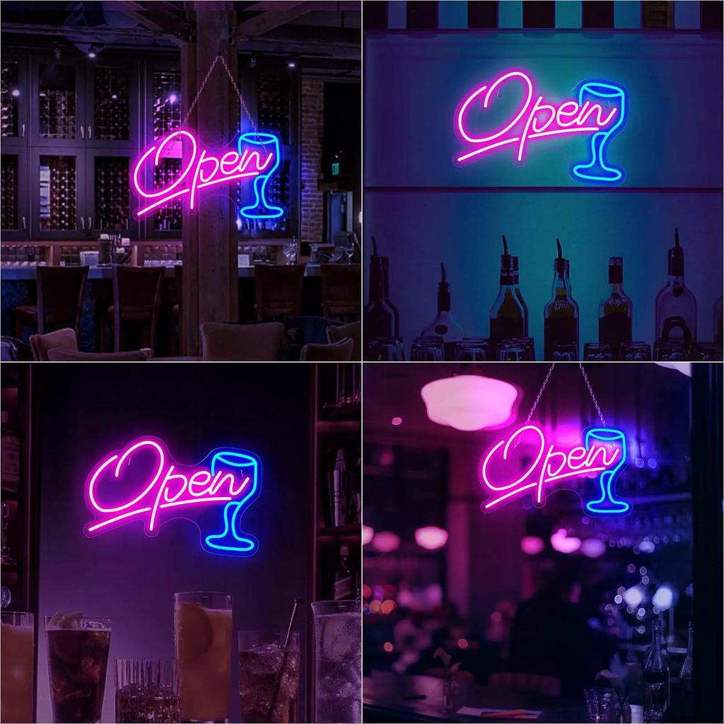 OPEN Neon Sign Bar Lights Neon Signs for Home Bar Led Party Wall Decor USB Powered Man Cave Christmas Halloween Decoration Gifts