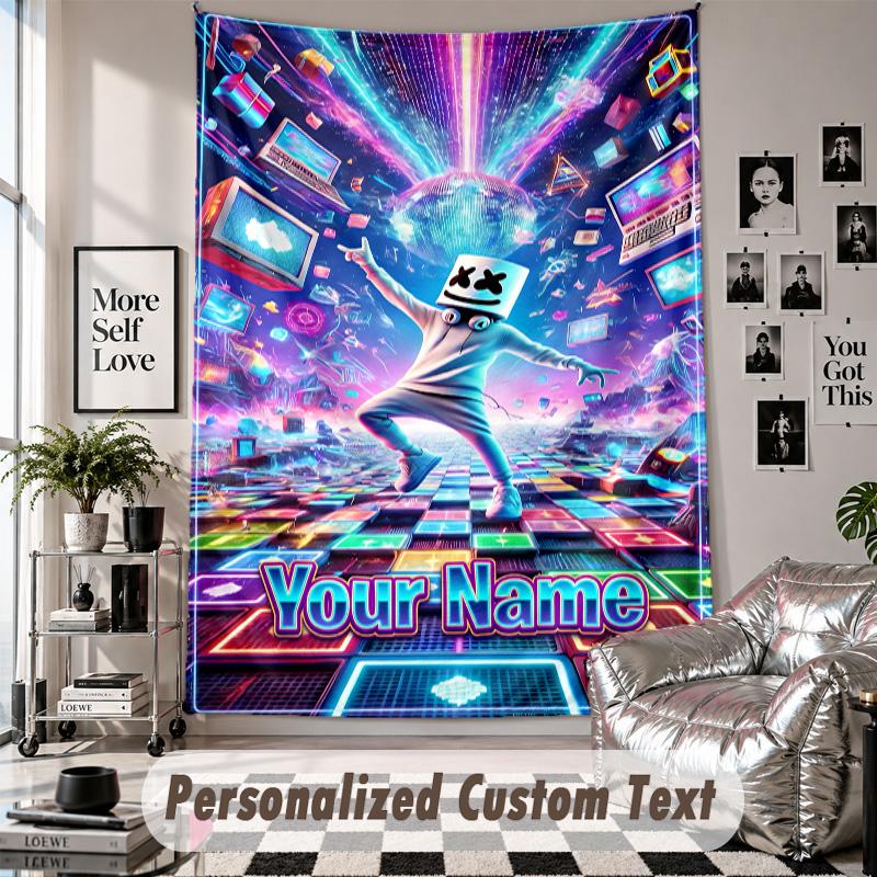 Wall Hanging Tapestry With Custom Name & Text, Fortnite Decorative Tapestry For Bedroom