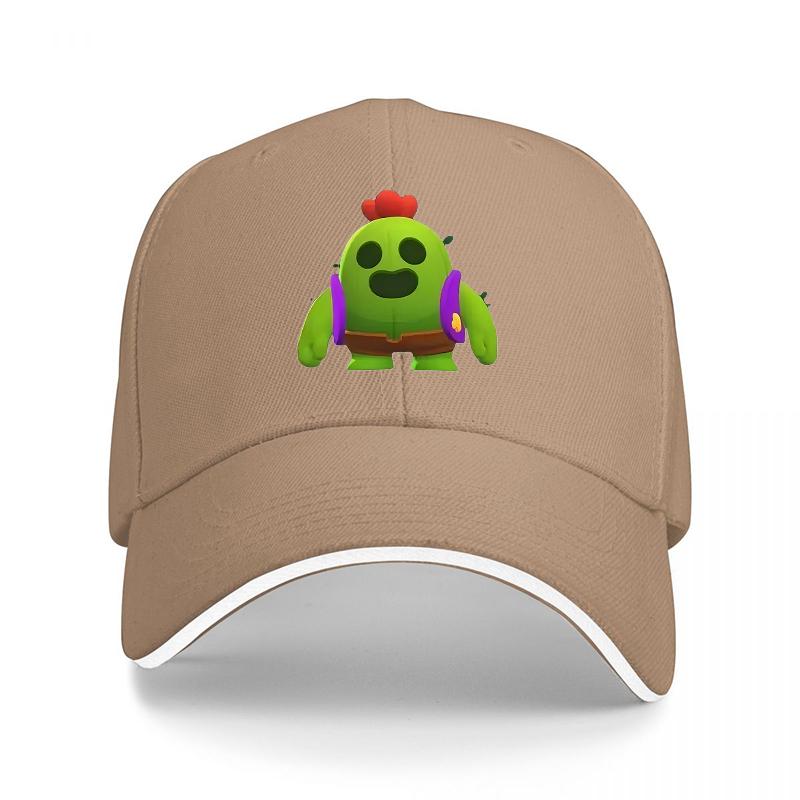 Green Cactus Warrior Character Baseball Cap with Red Hair and Purple Armor Design for Adults Casual Wear