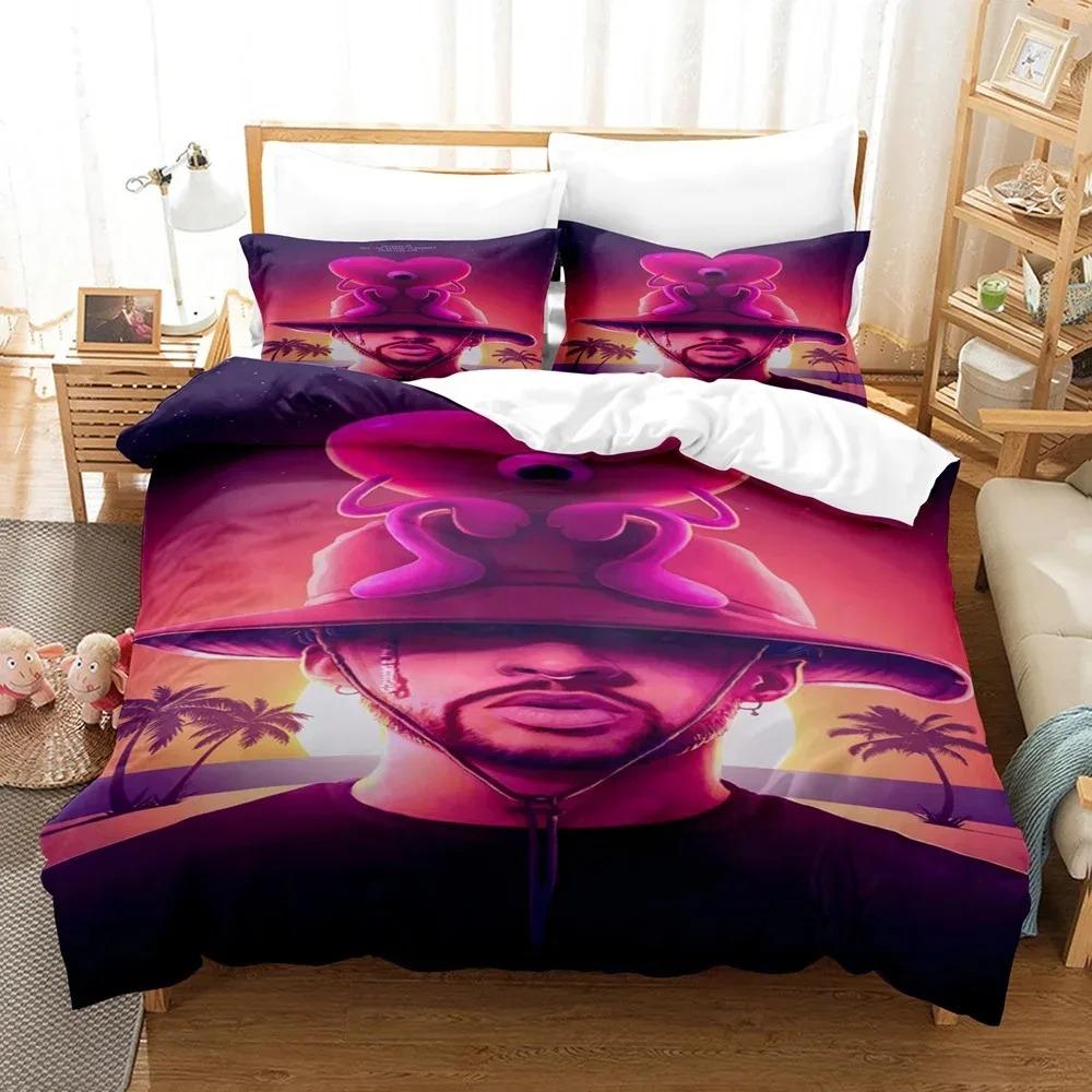 Bad Bunny Un Verano Sin Ti Bettbezug-Set Mode Leinwandbild Bettwäsche-Set, für Erwachsene Jugendliche Full Queen Size Bettdeckenbezug-Sets