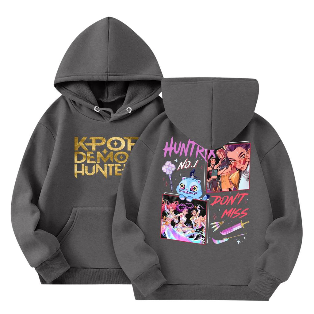 Barne Mote Lett Langermet Genser Med Lommer Trykk Hettegenser