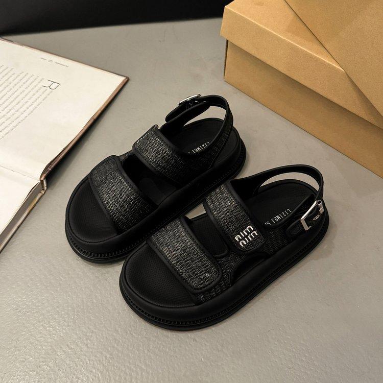 

Sandals women s 2025 summer new high-end thick-soled Velcro casual versatile outer wear with skirt beach sandals 40 чёрный