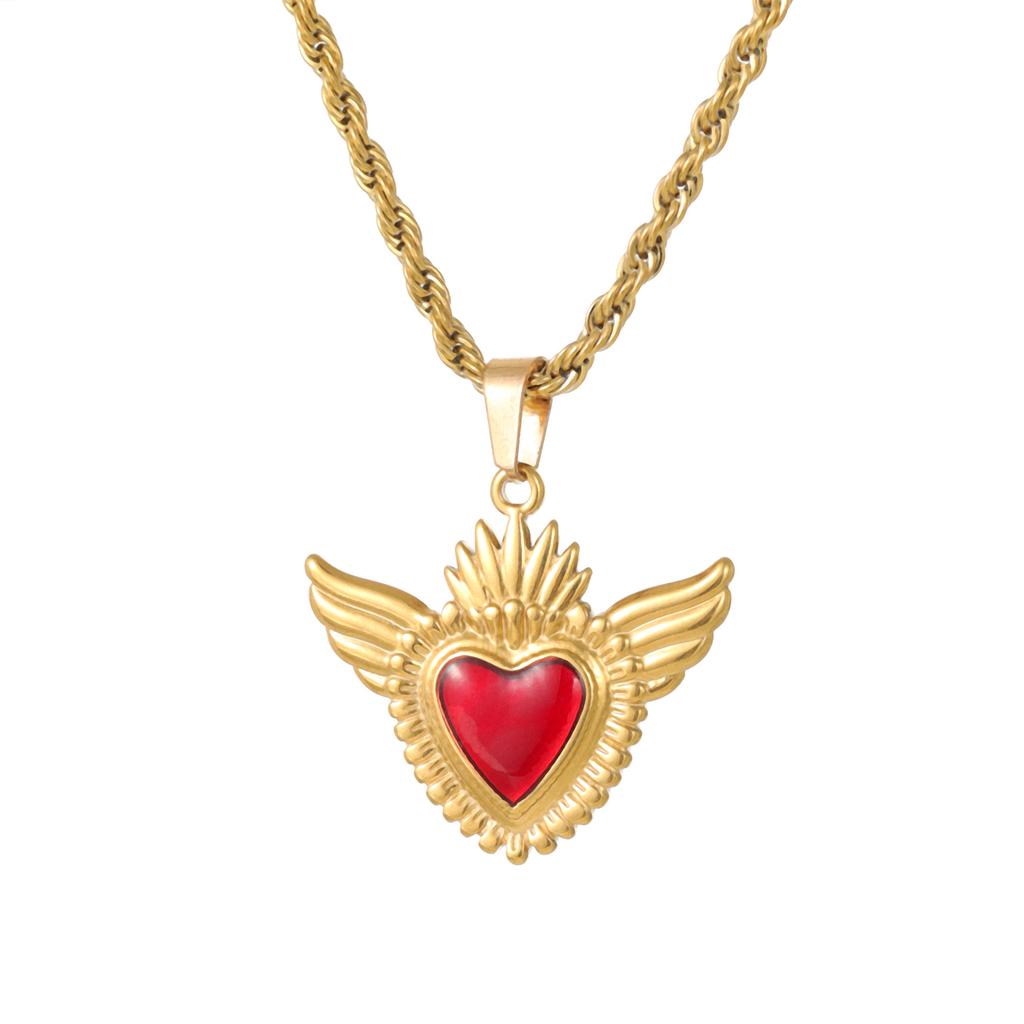Love Angel Wings Necklace Titanium Steel Pendant Versatile Twist Chain Jewelry