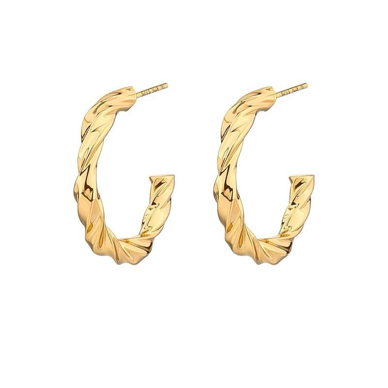 2026 Серьги-гвоздики  Спираль , Серьги в Гонконгском Французском Стиле, Высококачественные Большие Серьги-кольца, Серьги в Европейском и Американском Стиле 925 silver needle