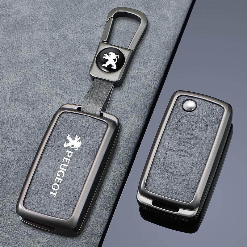 Leder Schlüsseletui für Dongfeng Peugeot 408/308/3008/4008/2008/5008 Metallmodelle