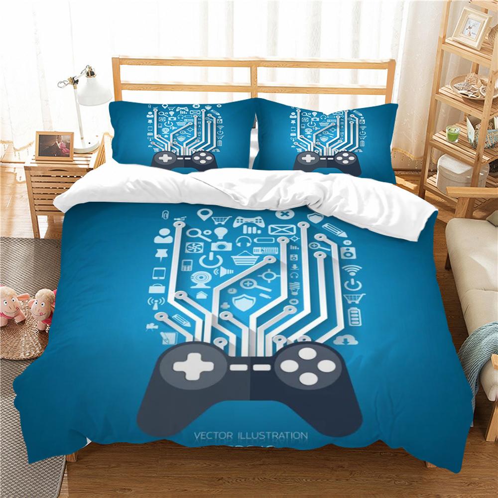 Copriletto Stampa a Tema Gamepad 3D Casa Biancheria da Letto Copripiumino Tessili Poliestere Confortevole Biancheria da Letto per la Casa
