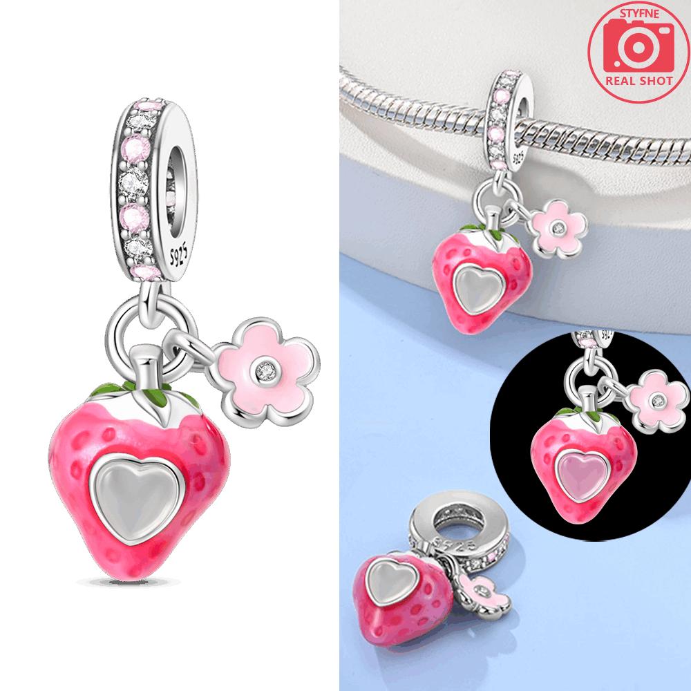 Exquisite Original Copper Strawberry Cherry Apple Avocado Fruit Charms Bead Fit Diy Bracelet Birthday Jewelry Fine Gift