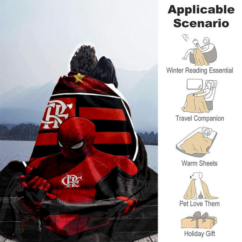 1pc Spiderman Meets Flamengo Spirit Flannel Blanket Soft Warm Throw Blanket for Bedroom Living Room Bed Travel Camping Picnic Gift. MT71501197