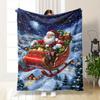 Home Christmas Santa Claus Printed Blanket, Soft Knitted Polyester Throw, Festive Sofa Cover, All-Season Contemporary