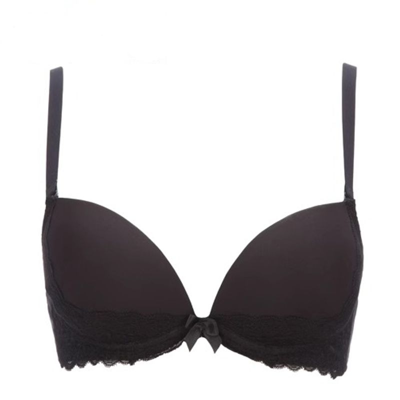 

[Big Sale Special Offer] Ancient and Modern Women s Intimates Lace Flower Edge Thin Lower Thick Push up Bra Female 0g872 Black 75A