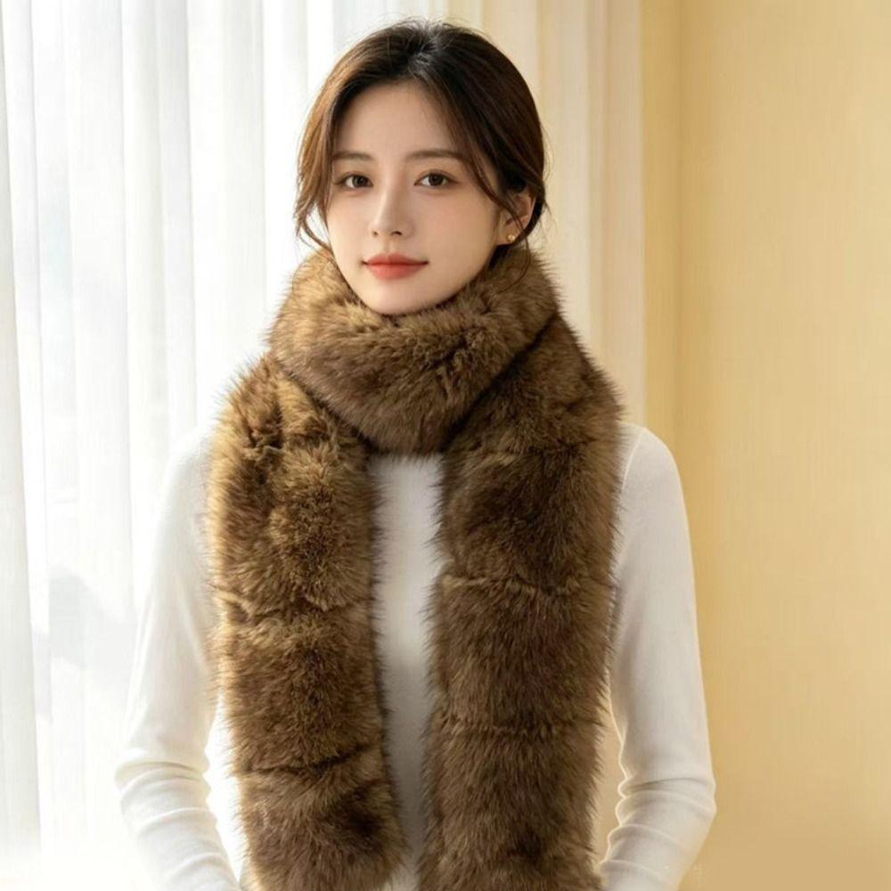 Imitation Mink Fur Fluffy Scarf Warm Winter Plush Scarf Elegant Shawl Wrap Office Ladys