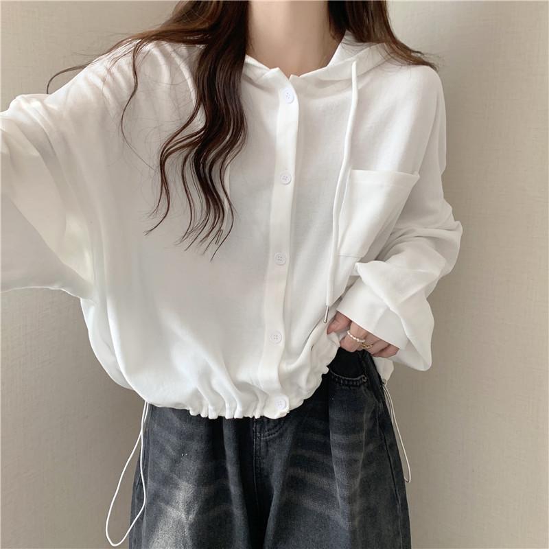 

Женский модный кардиган-толстовка с капюшоном свободного кроя Весна 2025 L белый