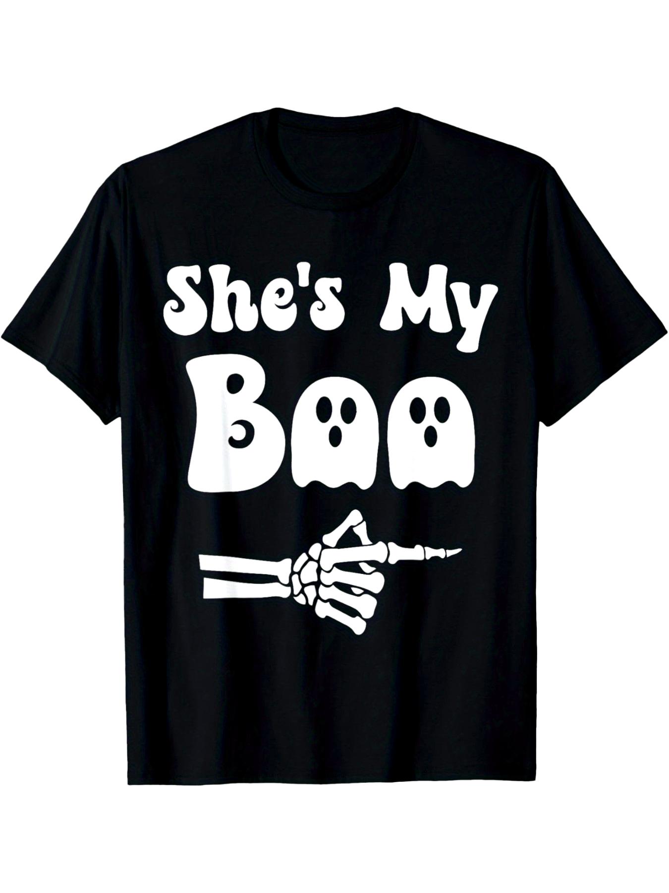 

She s My Boo Matching Halloween Pajama Couples She s My Boo T-Shirt Summer Comfortable Casual Short Sleeve T-Shirt 5XL різнокольоровий